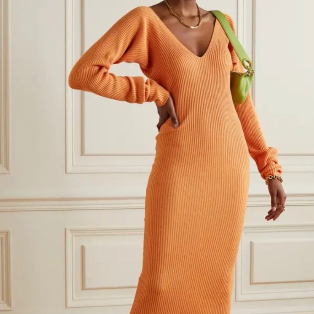 REMAIN BIRGER CHRISTENSEN Courtney Ribbed Jute And Linen-Blend Midi Dress